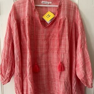 NWT Roller Rabbit top. Beautiful woven cotton in red and white size S